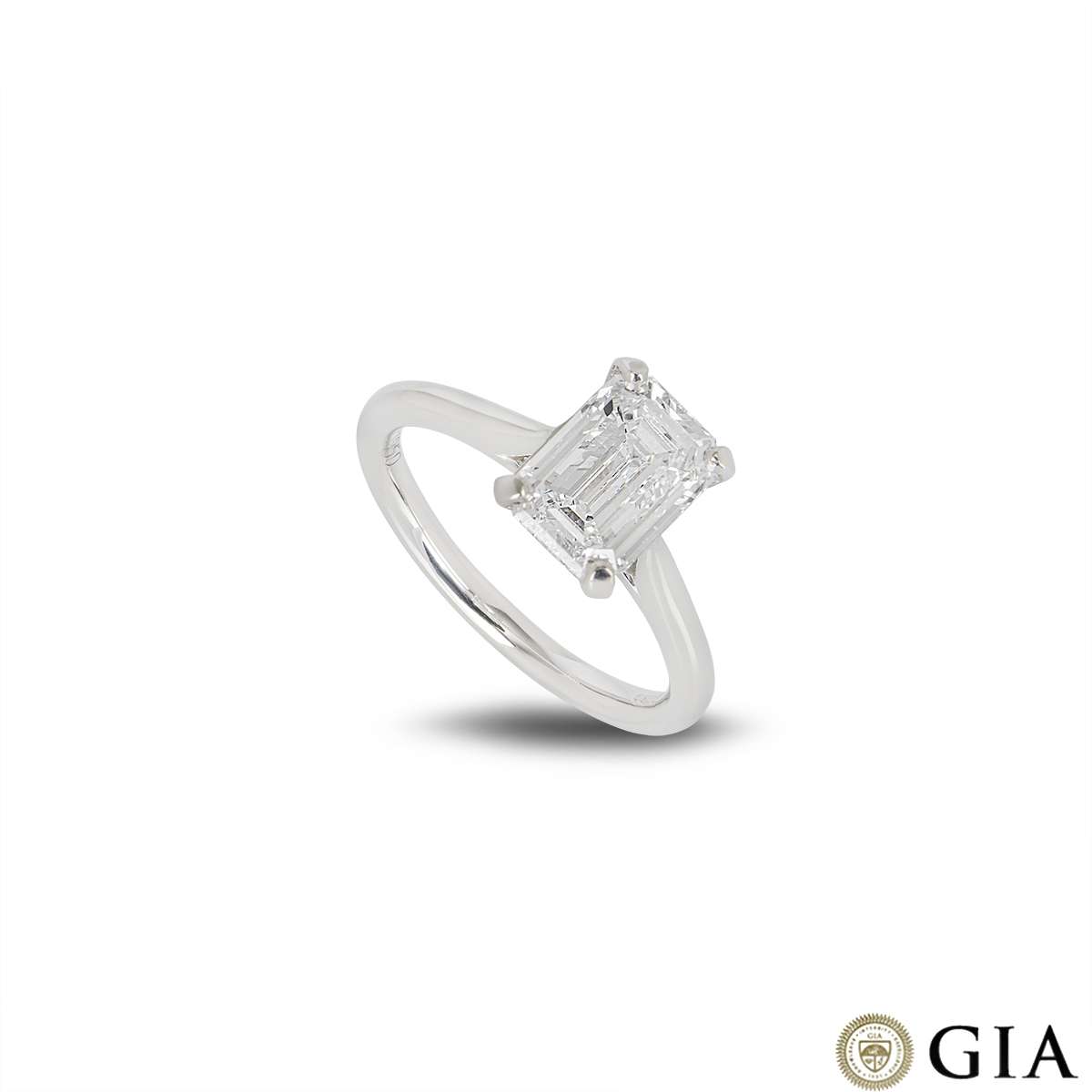 Platinum Emerald Cut Type IIA Diamond Ring 2.01ct D/Flawless